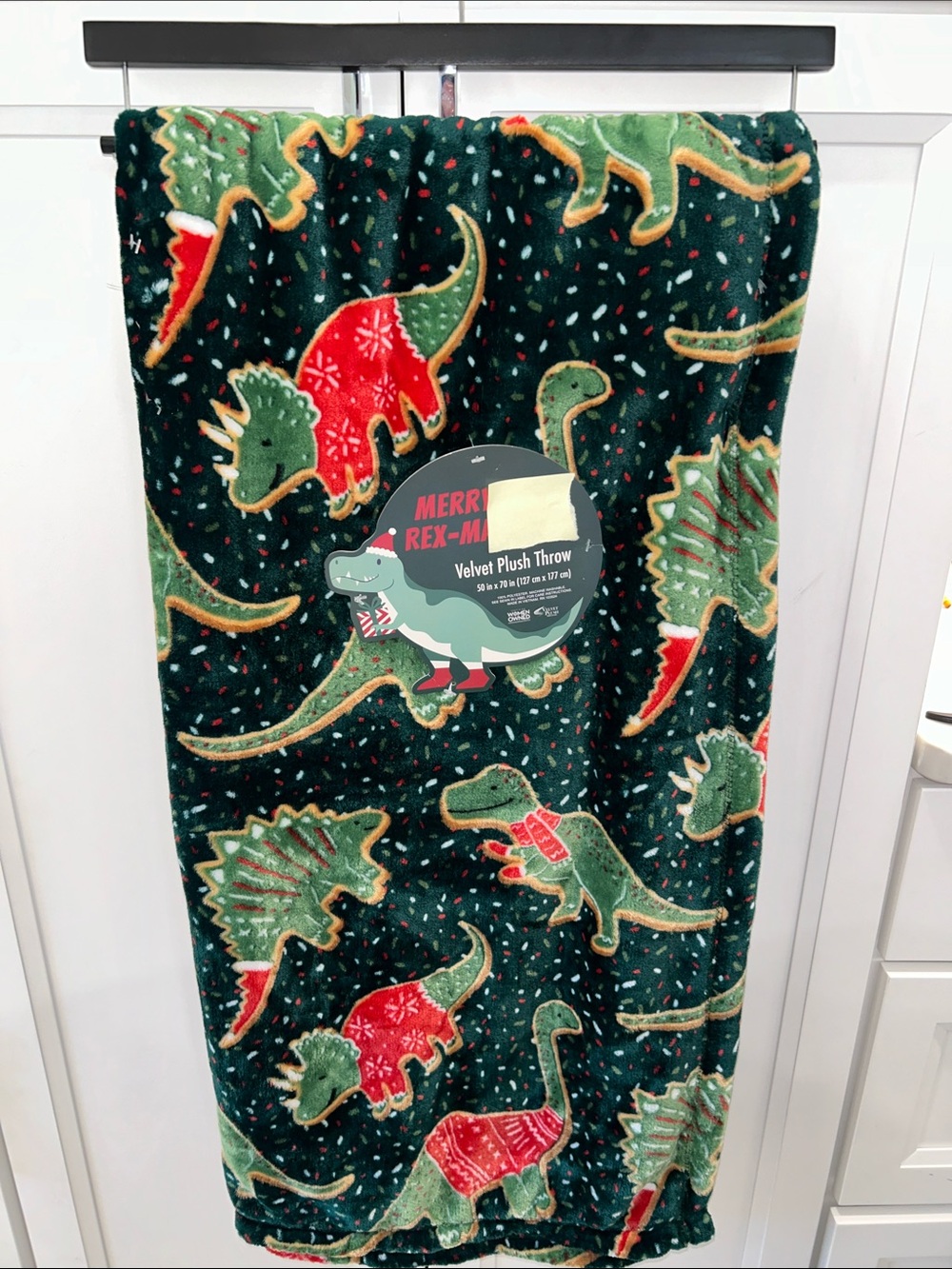 Christmas T-Rex Dinosaurs Cookies Velvet Plush Throw Blanket 50”x70”
